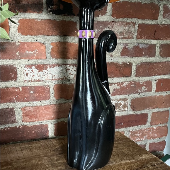 Bella Lux Halloween Black Cat Figurine with Orange Hat almost 24 inches tall - Picture 8 of 10